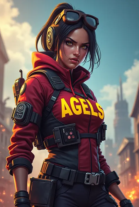 Photo of a Free Fire character with the name agels on his clothes 