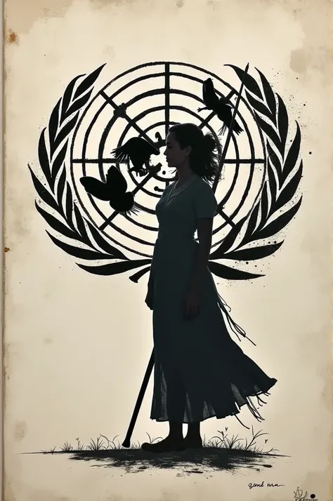 A cover with the symbol of the UN and women in war (women in war small and the UN symbol larger) with black and white colors and real women in war