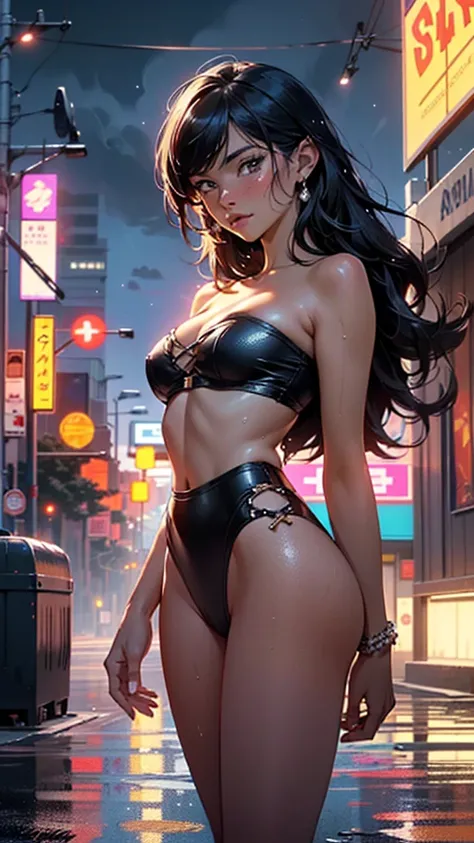 girl,(1girl),((beautiful girl)),

(large breasts:1.4),saggy breasts,((black hair,black messy hair,colored inner hair,long hair:1.5,absurdly long unkempt hair:1.35,long black hair,ear breathing,intricate cut hair)),(((brown_eyes:1.3))),intricate eyes,beauti...