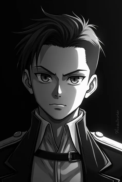 Levi attack on titan realistic black and white
