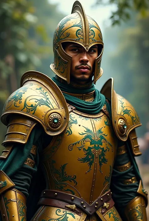 Neymar in medieval armor representing Brazil. 