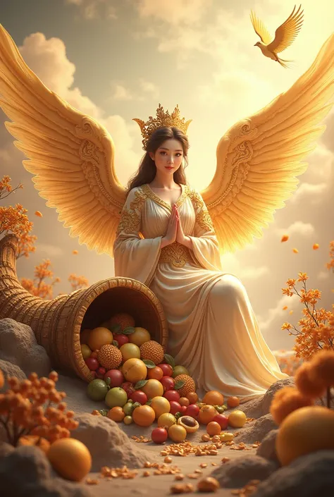 Angel of the cornicopia,prosperity,Chinese cat next door,golden dragon flying, gold, Moedas