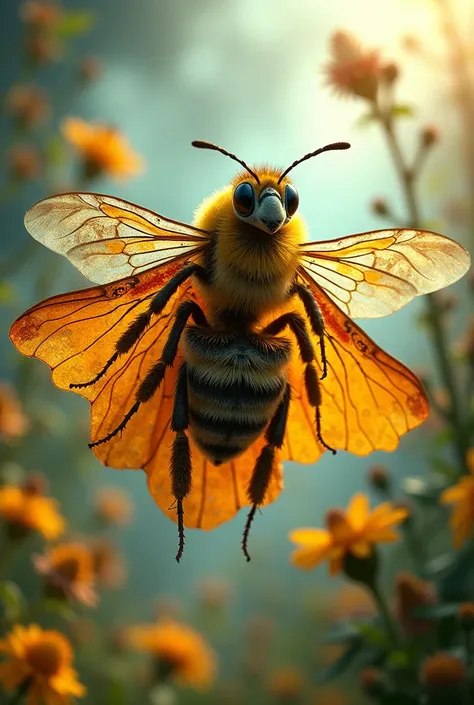 A bee with a superhero cape, representing its crucial role in nature.