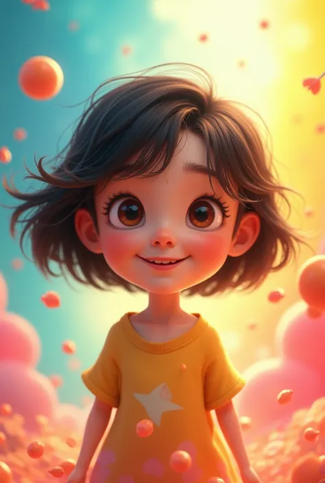 The girl from the short strings happy animated 