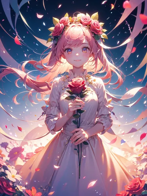 High resolution、high resolution、Rose flower person、Rose Fairy、Rose Costume、Surrounded by roses、A gentle gaze、A kind smile