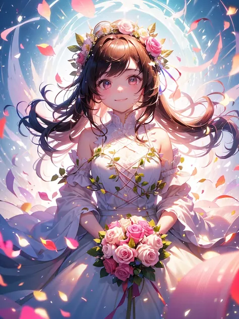 High resolution、high resolution、Rose flower person、Rose Fairy、Rose Costume、Surrounded by roses、A gentle gaze、A kind smile