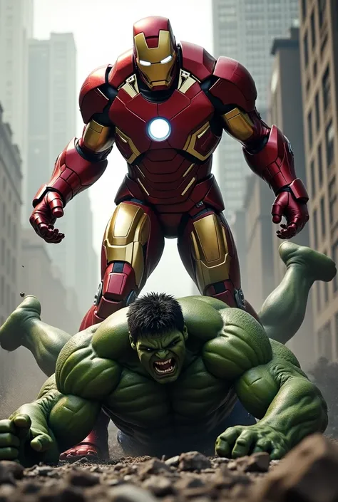 Iron Man leaves the Hulk shattered on the ground 