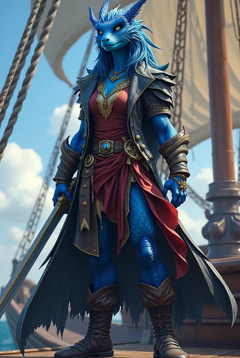 sapphire dragonborn female pirate