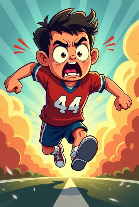 Number 44 running scared in cartoon