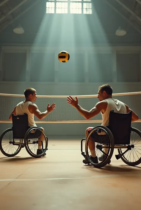 paper volleyball championship, sport inspired by the mix of table tennis, Although, Instead of rackets, hands are used and the ball is made of paper, disputed between quadriplegic inmates.
