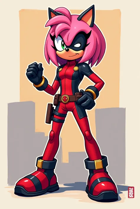 Amy rose con el traje de Deadpool 2d