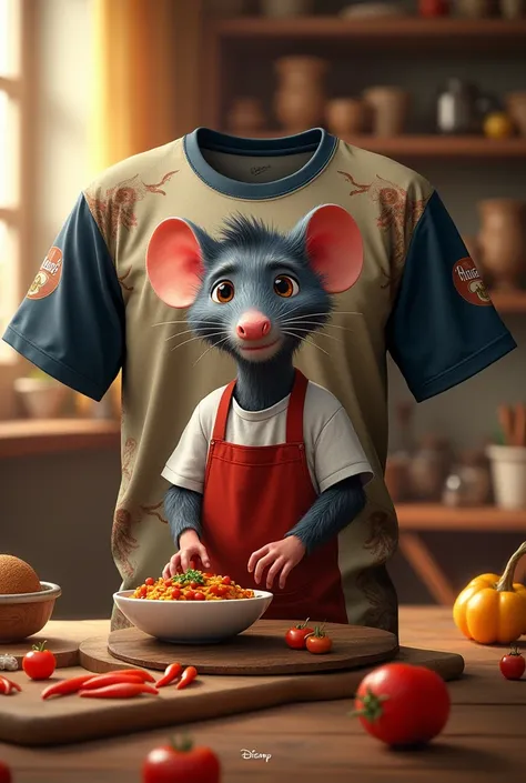 Ratatouille,real life t-shirt,that can be used by a human being, and with characteristics of school indoor game shirts 
