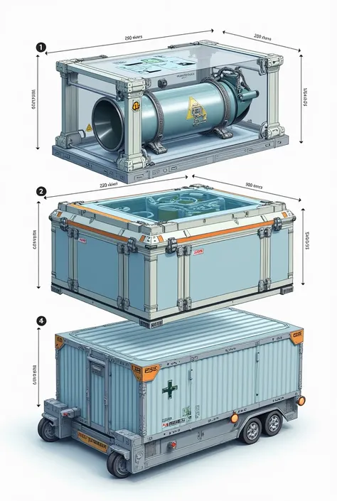 Drawing of primary packaging, secondary and tertiary) for the transport of Hantan Virus  