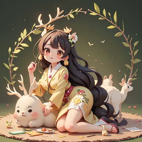 Nara　deer　Anime-style design　Highest quality ,masterpiece, figure, Very delicate and beautiful, wonderful, In detail, masterpiece,　Charm　
