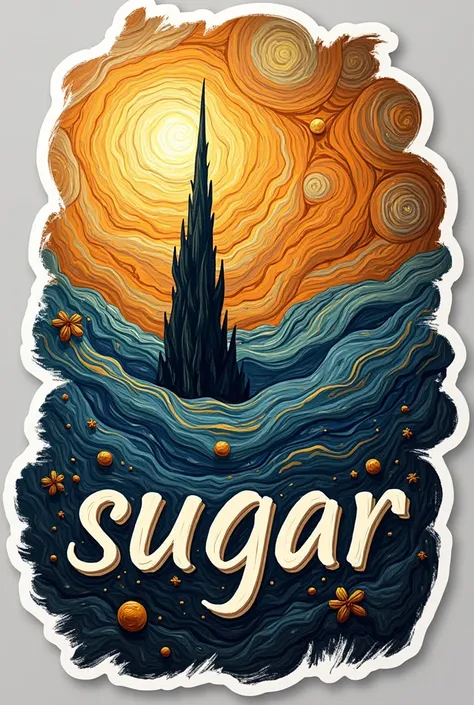 Custom Van Gogh style sticker to print for writing sugar 