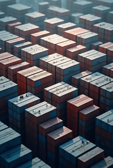 several containers stacked in a grid warehouses