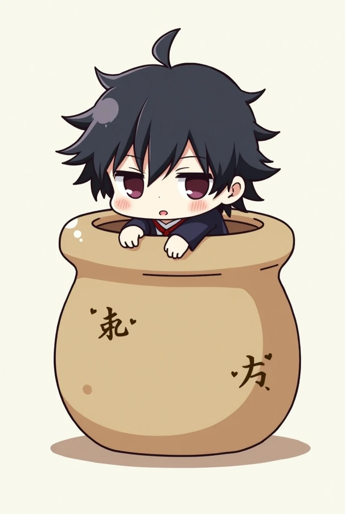 Megumi Fushiguro jujube kaisen chibi rode in a pot
