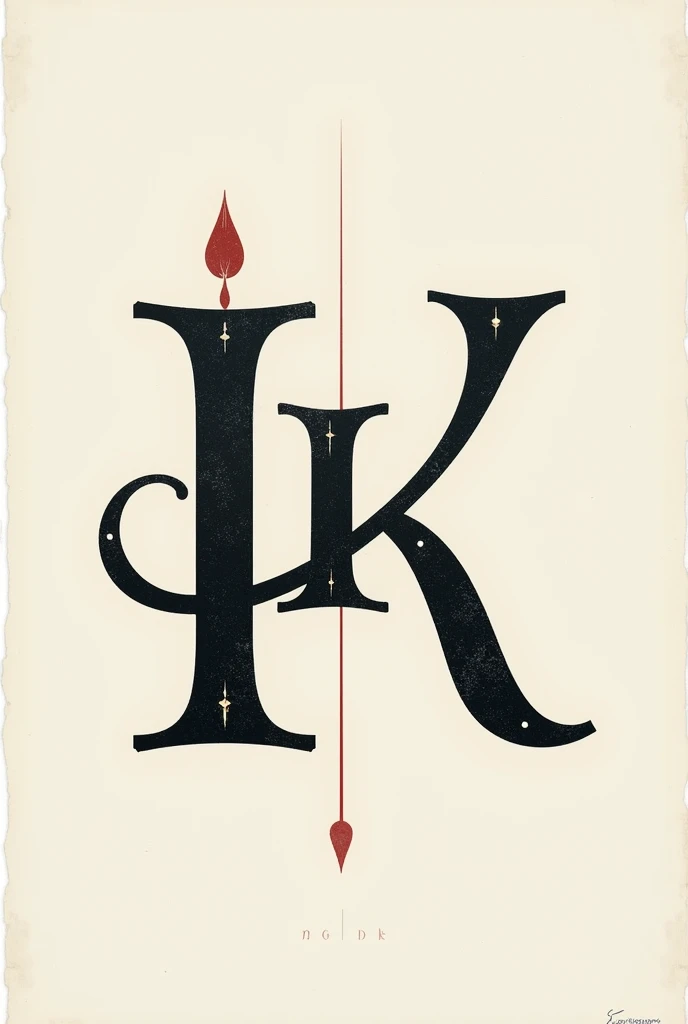 crear un imagotipo que incluandan las letras "I","n"and "k" with serif style with a character created by those two letters