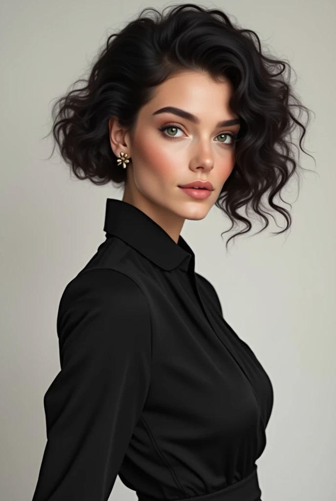 body hair:

styled: short and curly.
length: It can be a little above the shoulders or at chin level., with well-defined and voluminous curls.
Farbe: black deep, dark brown or any shade that suits fair skin well. Add a natural glow for a healthy look.
eyeb...