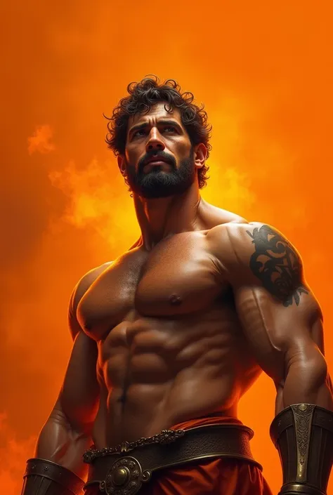 Photo of Hercules with orange image background