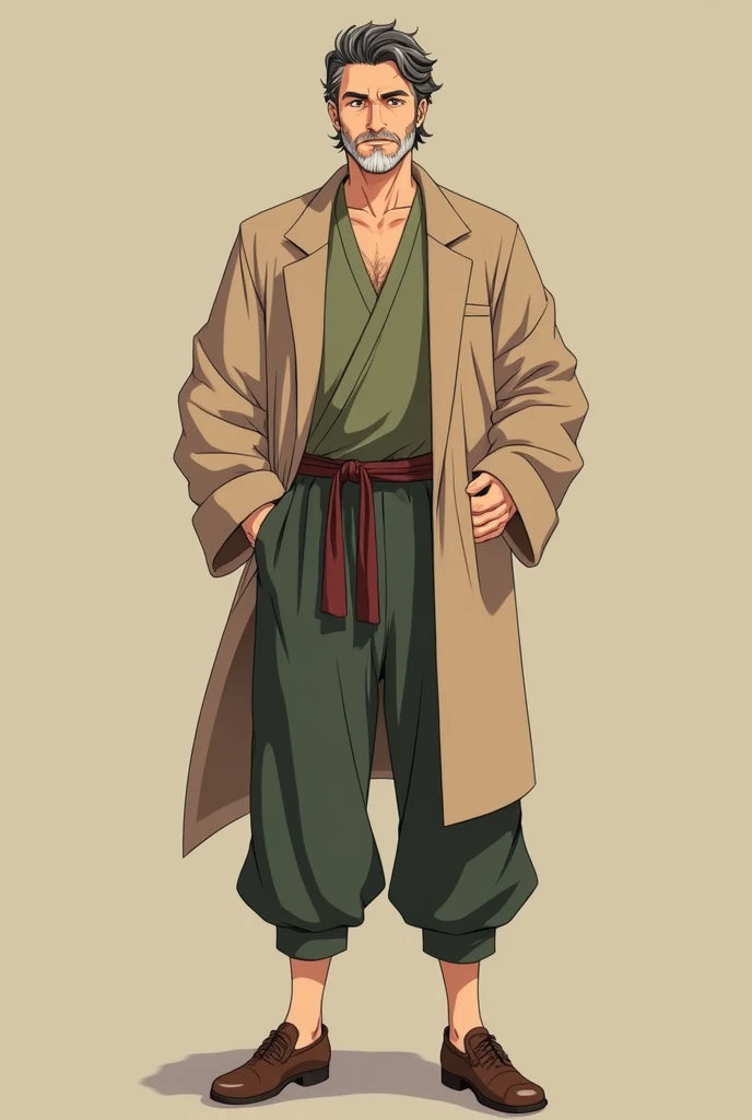 Modern Herbalist,Modern clothing,30 years old,Mature,Anime man,Anime style,full-body shot,Solid color background,front Photo