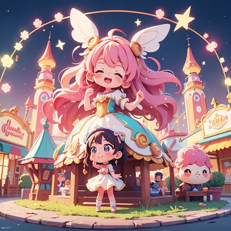 amusement park　Anime-style design　Highest quality ,masterpiece, figure, Very delicate and beautiful, wonderful, In detail, masterpiece,　Charm　Fantasy
