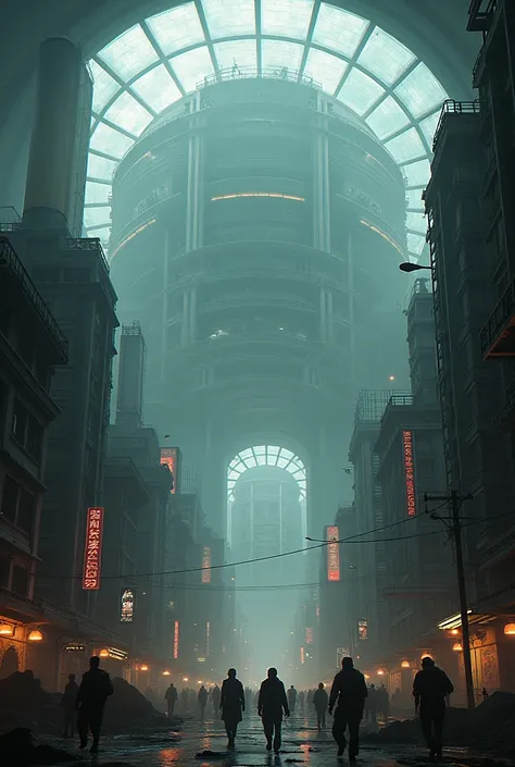 dystopian city inside a dome

