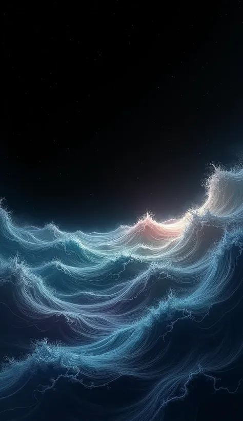 "An artistic interpretation of sound not traveling through space, with waves vanishing in the dark space void."