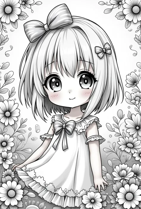 Cute anime coloring page for adult