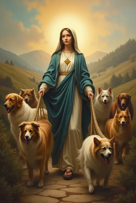 candle of Our Lady of Nazareth, the saint takes the lead with dogs and cats carrying the rope