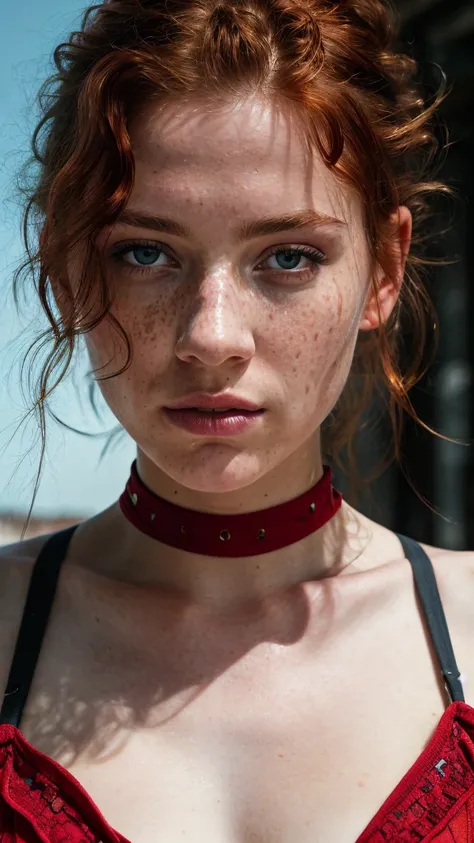 Raw analogue candid photography of a beautiful young slim German redhead girl, medium shot, 20s, short hair, extremely slim waist: 1.5,(8K, raw photo, max quality), (realism epic:1.5), a woman, dynamic pose, erotic face, (detailed eyes:0.8), (highest quali...