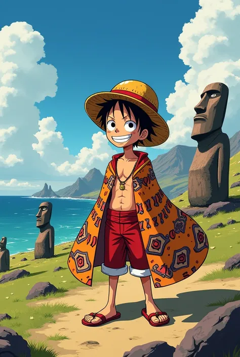 Lufy from one piece with Easter Island Chile outfit