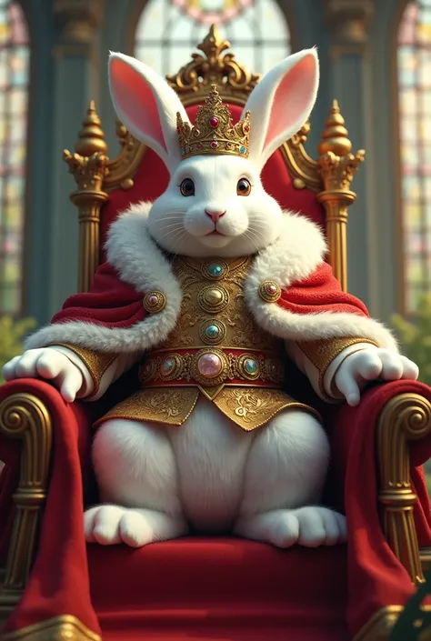 White rabbit king with kingdom background