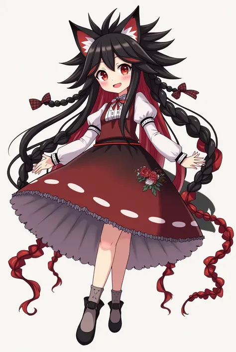 1girl, Smile, Black Hair, Red Hair, White Hair, Multiple Braids, Long Hair, very Large breasts, hedgehog Ears, white eyes, Red Eyes, black eyes, full body, feet, Ribbon, Jewelry, any outfit, sonic, oc, 