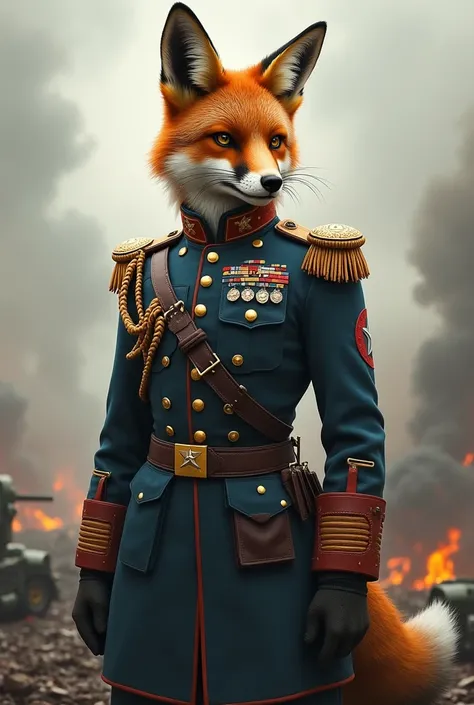 Fox in military uniform 