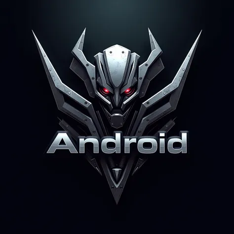 Make me a logo A name ANDROID for my motorcycles videos with a sharp edges fonts and metallic with transformer design