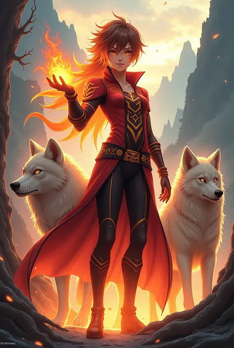 An anime version of a fire hero who has a connection with wolves