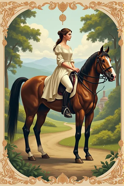 Make a english refinement illustration with equestrian-inspired elements