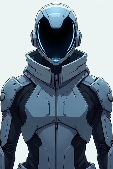 Modern Agent，High-tech full-coverage helmet，Anime man，Anime style，full-body shot，Solid color background，front Photo