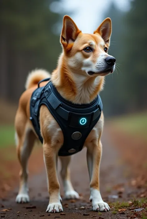 Dog harness with GPS and LED lights