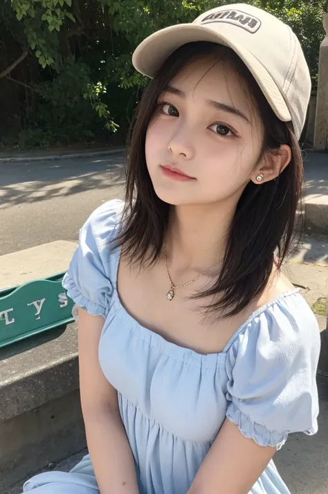 ((masterpiece)), (photo realistic:1.3), (highest quality), (Japanese girl:1.1), 14years old, thin eyebrows, shiny eyes, (big breasts eyes, broad jawline, puffy face),  (Fairy-like face), (no make up), (dark brown hair), loose wavy short bob hair, plain bas...