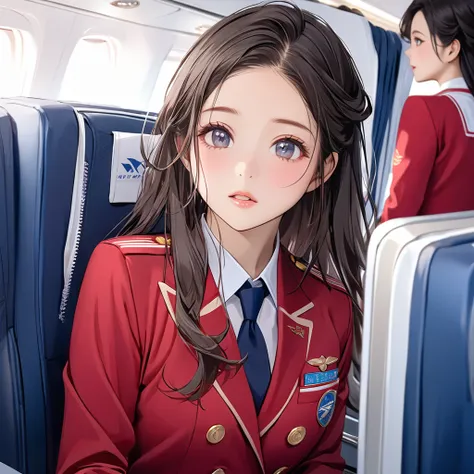 ((highest quality)), ((masterpiece)), (detailed), （perfect face）、the woman is satomi ishihara, a flight attendant for the chines...