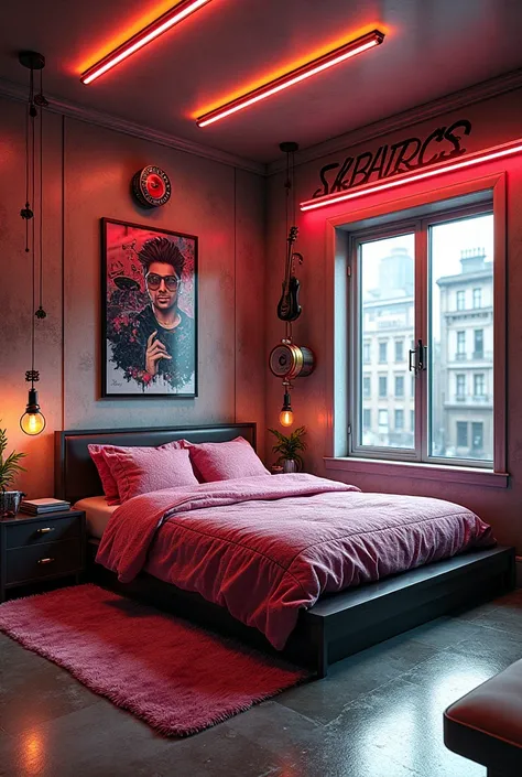  Hiphop style bedroom New York subway metro decorative musical and modern Nordic house style 