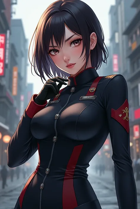 Anime beautiful badass girl with uniform 