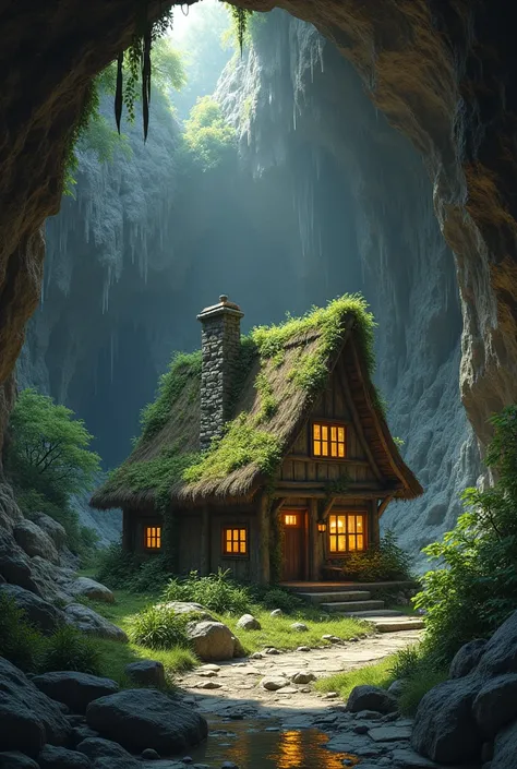 Image of a house in a cave