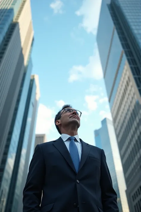 Businessman looking at the sky