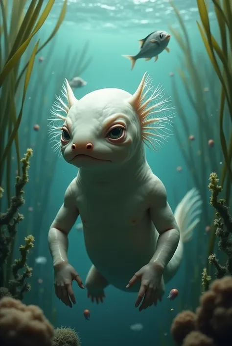  Body of an Axolotl fused to a male human head