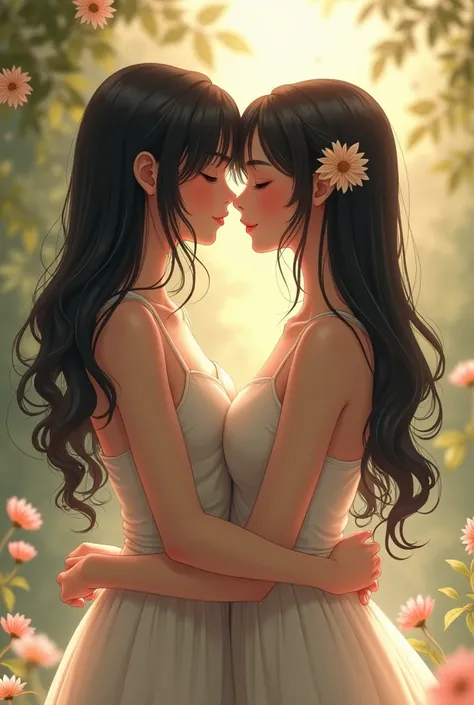 Two beautiful Japanese girls in love