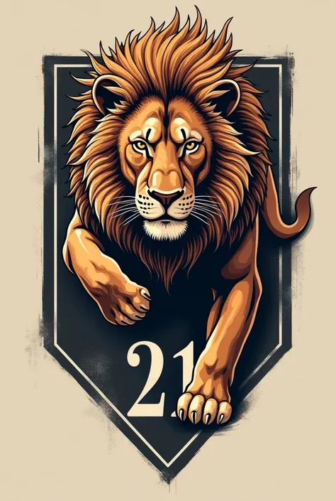 A lion and the number 21 incorporated for a tattoo