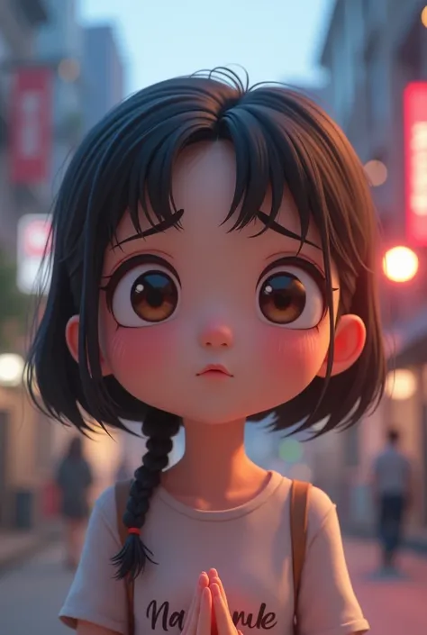 Picture of a sad Korean girl when she sees her boyfriend hugging another girl&#39;s waist, 3D cartoon images 